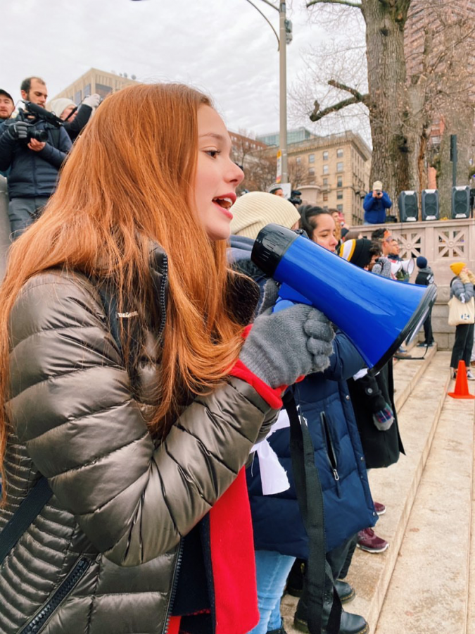 WHS+junior+Bridget+Lord+protesting+climate+change.+She+is+the+chapter+coordinator+of+Fridays+for+Future.