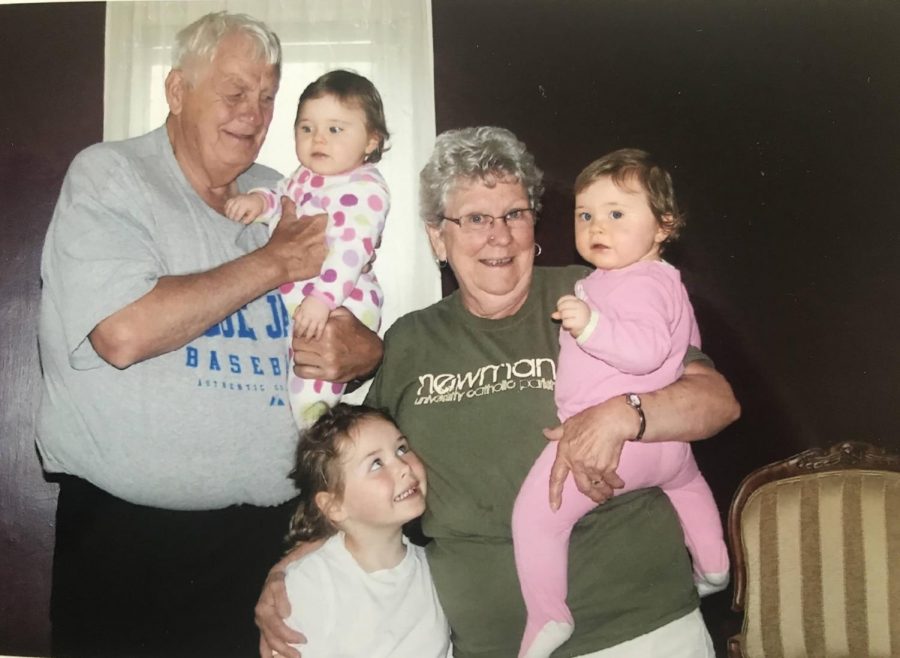 My twin sisters and I visiting my grandparents years ago.