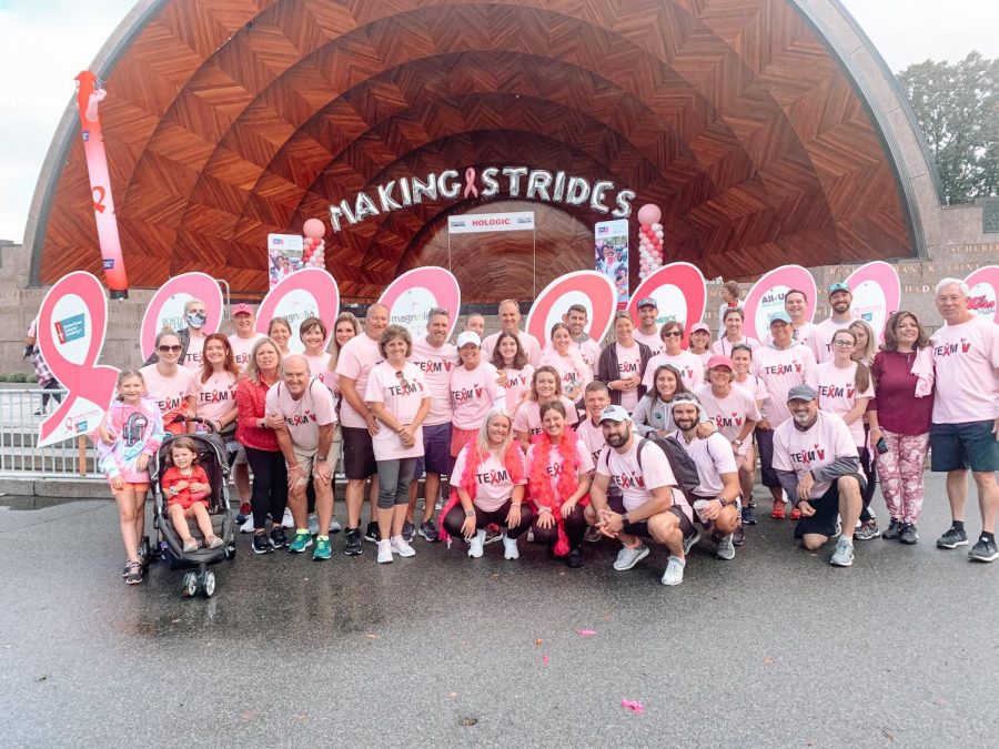 Team V pictured at the Making Strides of Boston starting spot before walking.