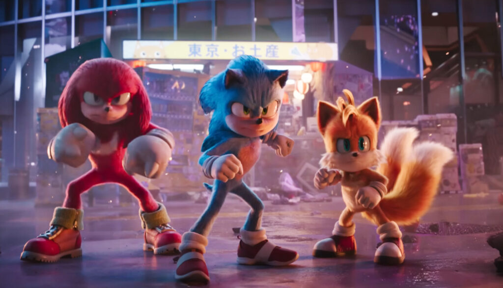 Image of Sonic, Tails, and Knuckles during a fight in the film (Source: pluggedin.com)