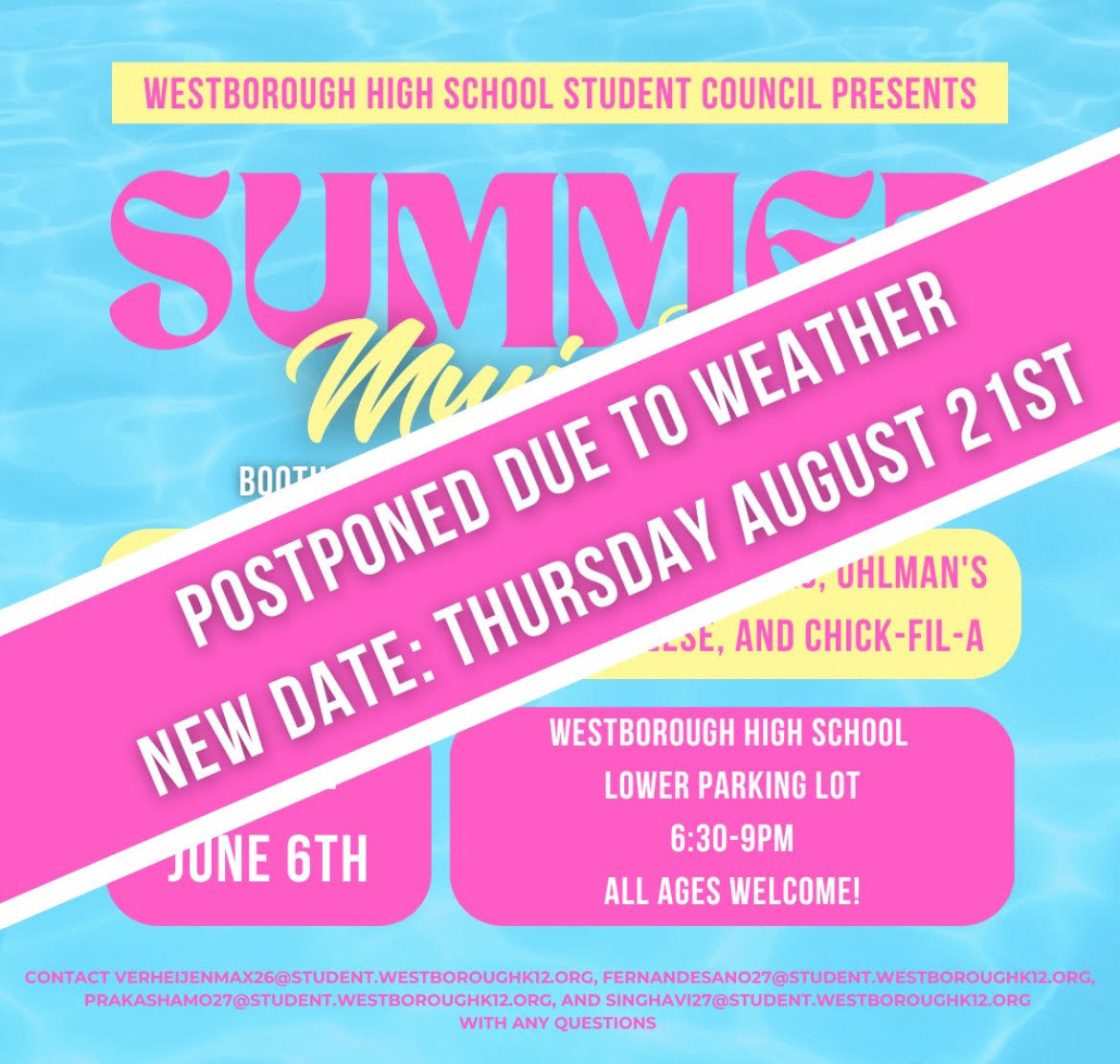 Summer Music Fest has been postponed! Add it to your calendar on August 21st. 